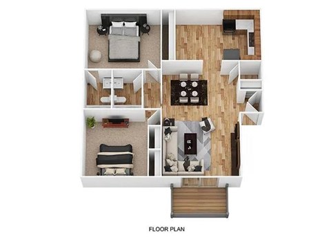 Floor plan for 2 beds, 1.5 baths, 915 sqft